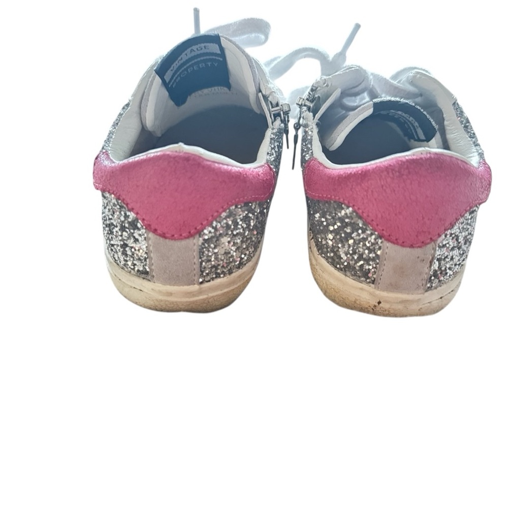 Vintage Havana Girls Glitter Star Sneakers — Silver & Pink | Youth Size 2 - Picture 2 of 7